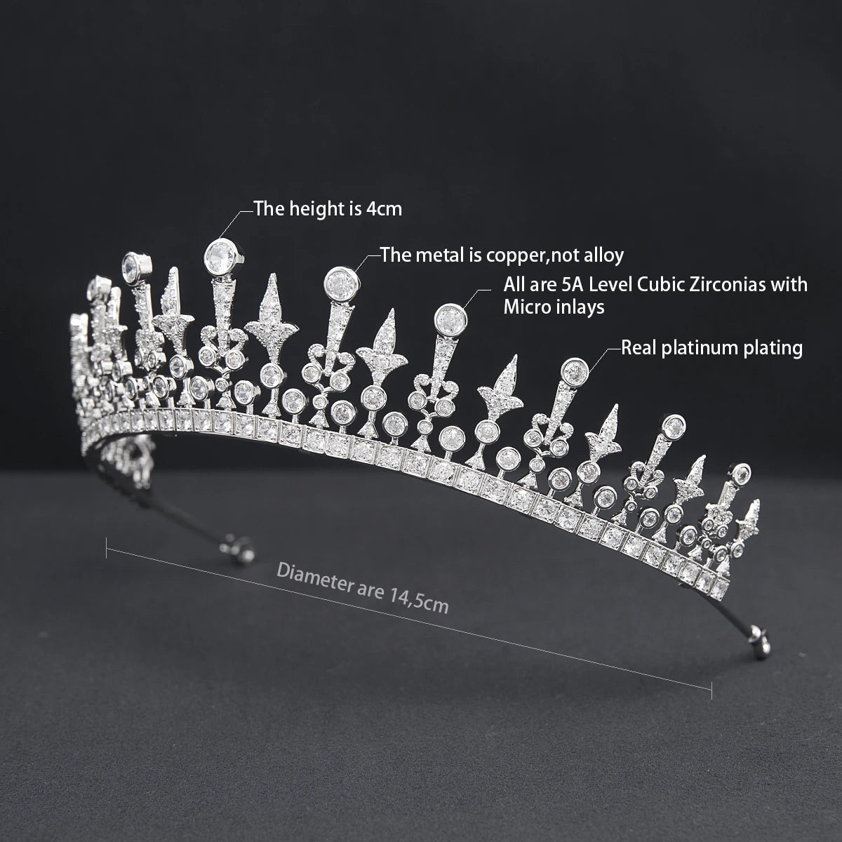 Luxury  Zirconia Crown Accessories Princess  Crystal Queens