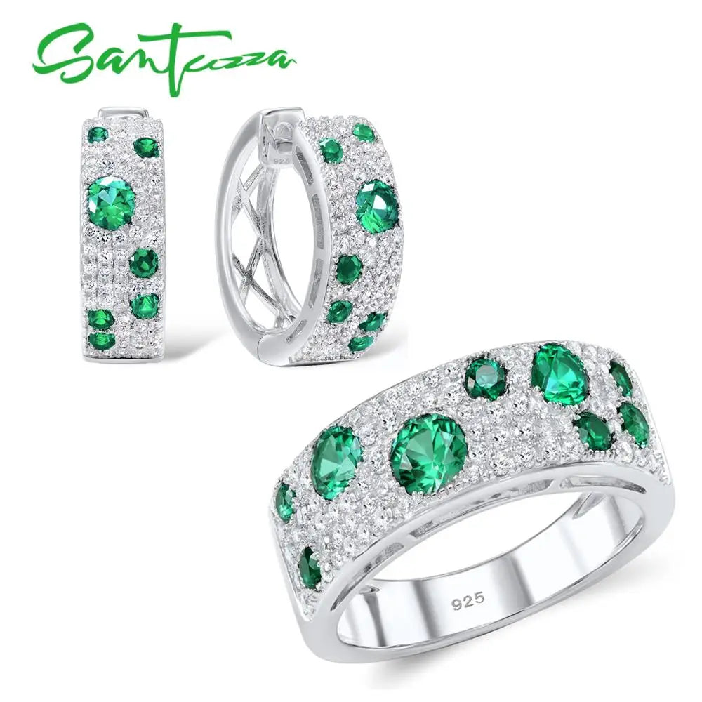 Jewelry Set  100% 925 Sterling Silver Green