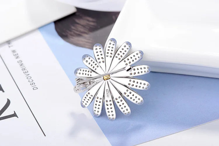 Yellow Sunflower Brooches 925 Sterling Silver