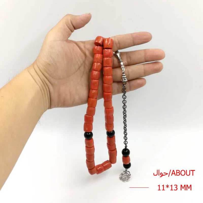 Tasbih Natural Coral Big Size Valuable gift Eid deep sea coral Muslim jewelry Fashion islamic Favorites Bracelets