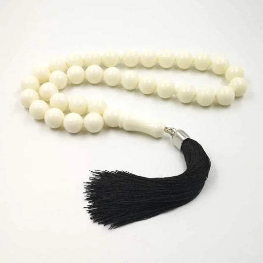 Resin Tasbih Imitation ivory color Misbaha  Beads white muslim rosary Mastkhan prayer beads Islamic bracelet Eid gift