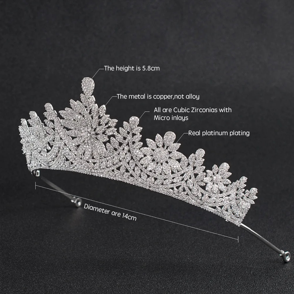 Luxury  Zirconia Crown Accessories Princess  Crystal Queens