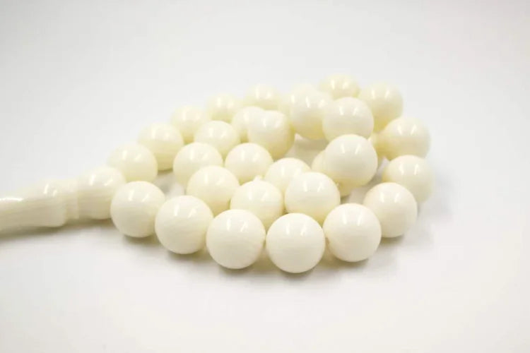 Resin Tasbih Imitation ivory color Misbaha  Beads white muslim rosary Mastkhan prayer beads Islamic bracelet Eid gift