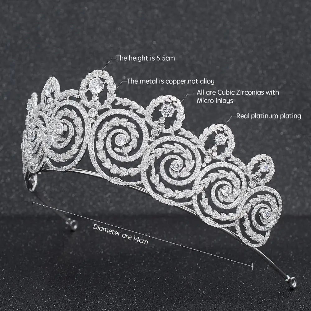 Classic Luxury  Zirconia Crown Accessories Princess  Crystal Queens