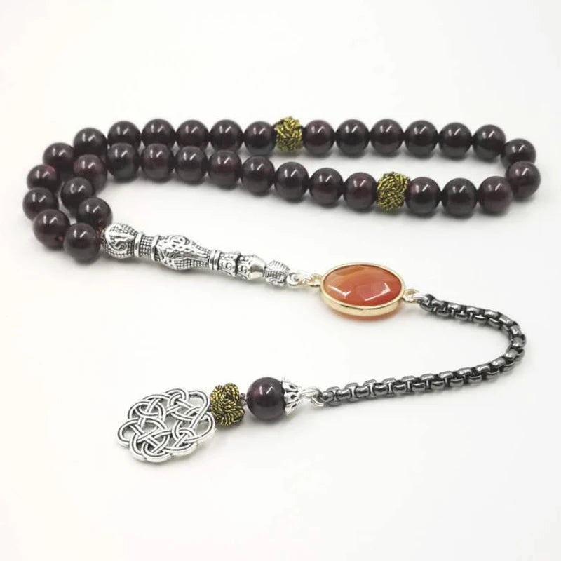 Natural garnet Tasbih with red agates stone bracelets accessories Tarbons tassel Islam misbaha New gift for everyone