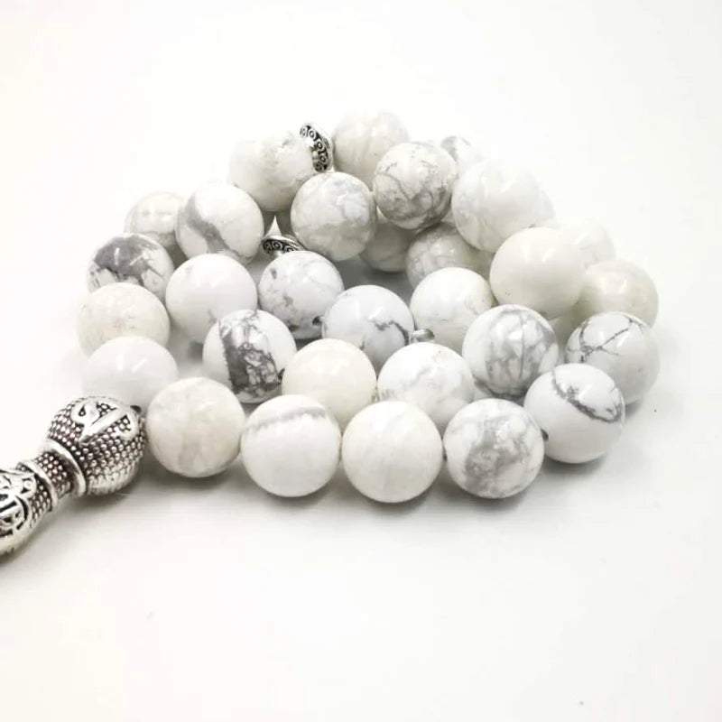 Tasbih Natural Turquoise stone White Howlite misbaha muslim prayer beads bracelet Eid ramadan gifts islamic gemstone rosary