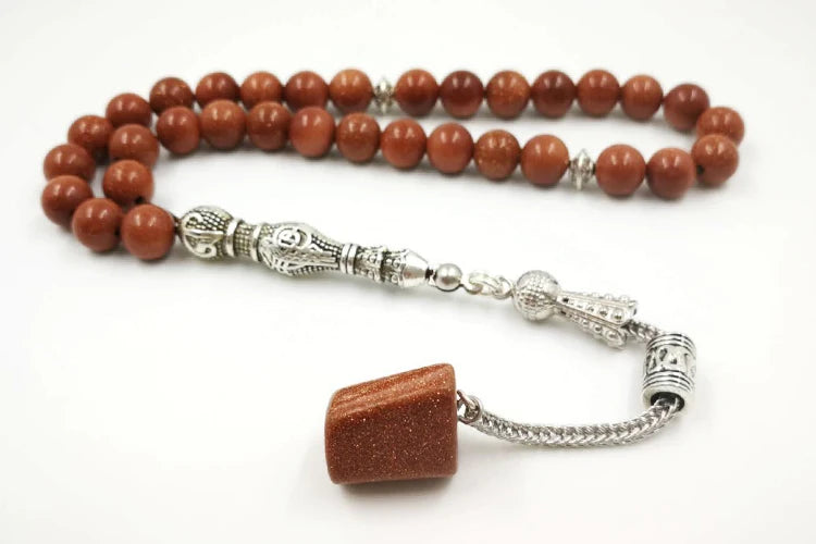 Natural Goldstone STONE Tasbih  prayer beads new style misbaha Golden sandstone tassels Muslim rosary March