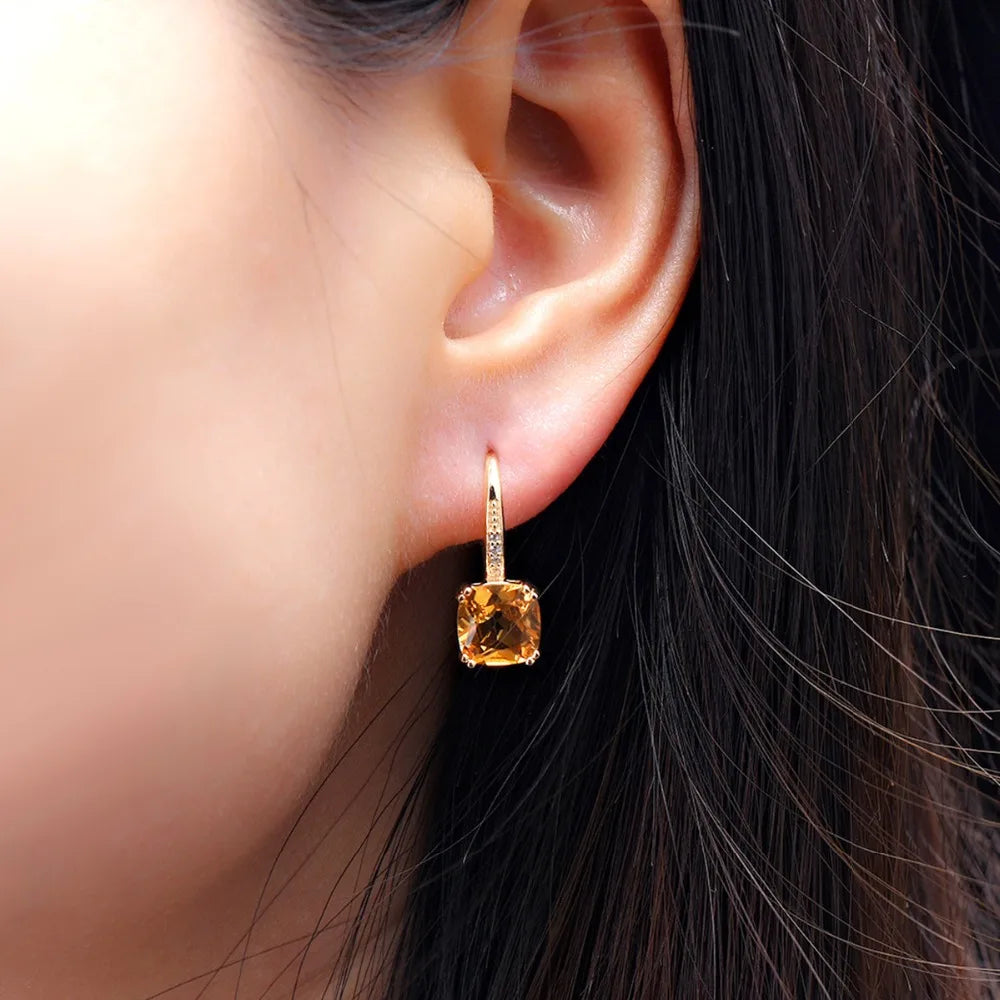 Natural  Citrine Earrings 925 Sterling