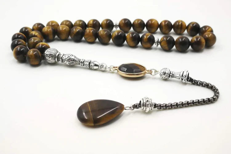 Tasbih Natural Tiger eye stone Muslim prayer beads islamic Eid Ramadan Guality Gifts rosary  beads