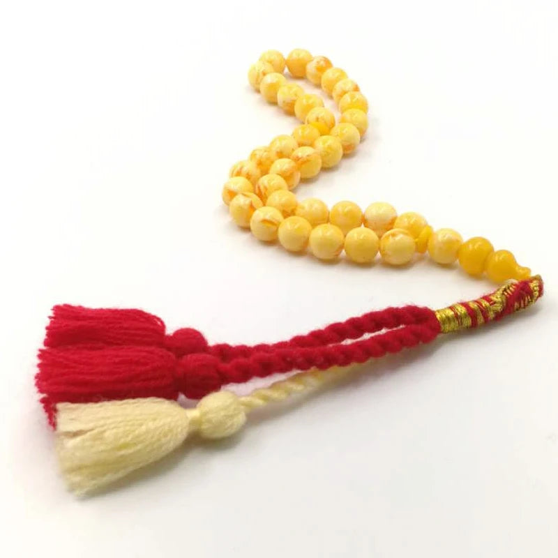 Tasbih yellow resin bracelet Royal handmade tassels Turkish design Misbaha Muslim eid ramadan gift