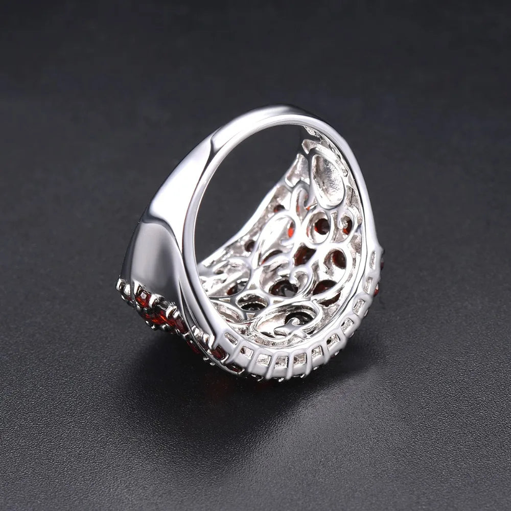 Silver Garnet Ring 925 Jewelry