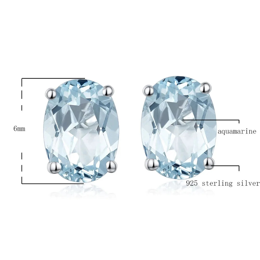 Aquamarine Natural Blue 925 Sterling Silver