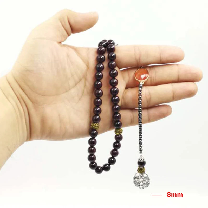 Natural garnet Tasbih with red agates stone bracelets accessories Tarbons tassel Islam misbaha New gift for everyone