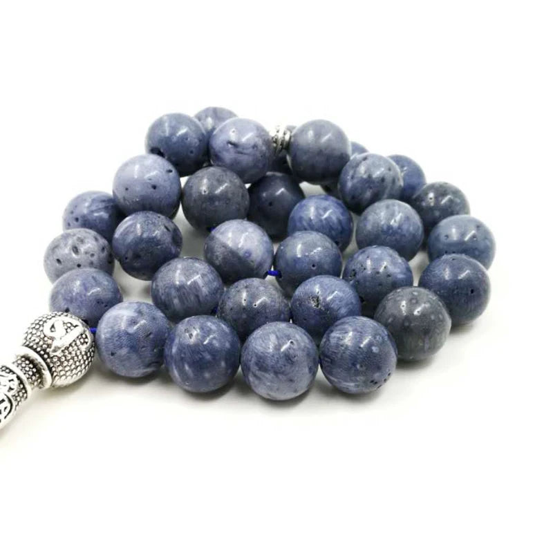 Natural Blue Coral Tasbih Muslim Rosary 33 Ramadan Eid gift Islam prayer beads Misbaha Man's Islamic Fashion Bracelets