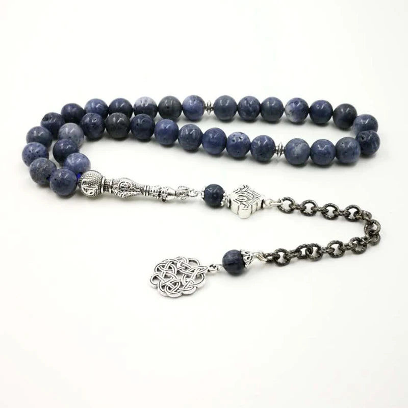 Natural Blue Coral Tasbih Muslim Rosary 33 Ramadan Eid gift Islam prayer beads Misbaha Man's Islamic Fashion Bracelets