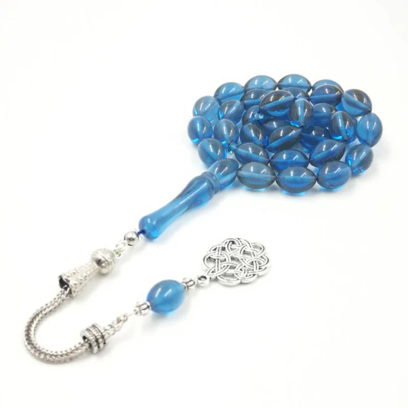 Blue Tasbih Resin Beads Metal tassel Special color Islam bracelet blue  Muslim rosary