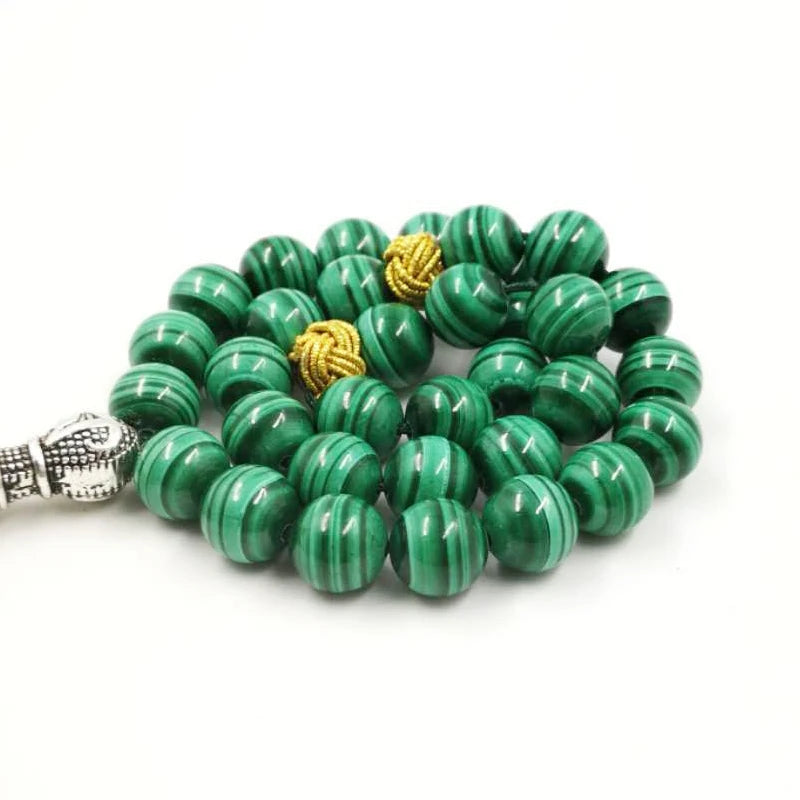 100% Natural Malachite Tasbih beads bracelets Green Malachite Grade rosary Muslim