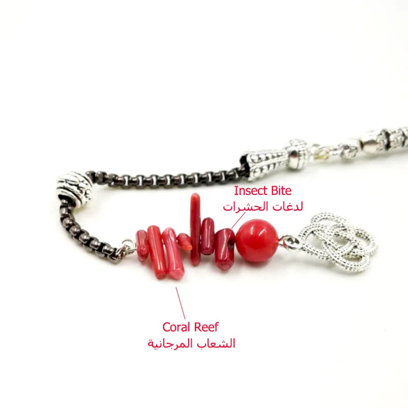 Tasbih Natural coral and coral reef tassel Eid gift ramadan accessories arabic Fashion  bracelet muslim prayer beads