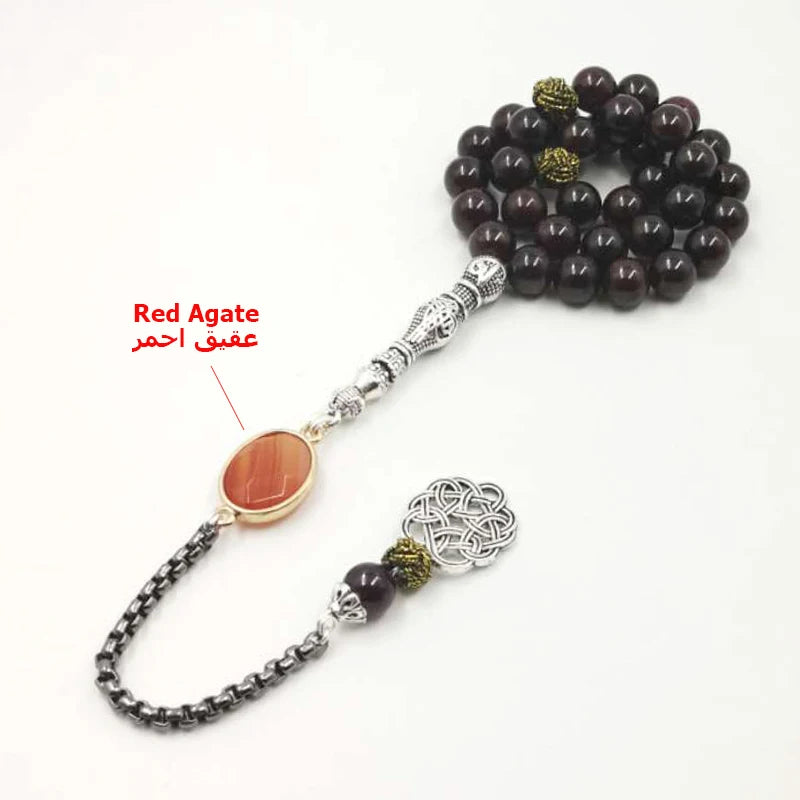 Natural garnet Tasbih with red agates stone bracelets accessories Tarbons tassel Islam misbaha New gift for everyone