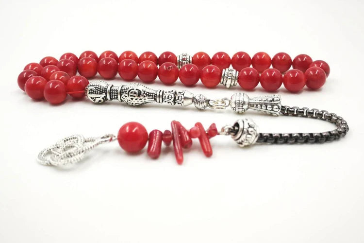 Tasbih Natural coral and coral reef tassel Eid gift ramadan accessories arabic Fashion  bracelet muslim prayer beads