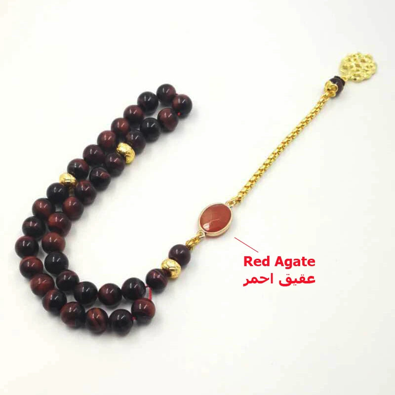 Natural Red Tiger Eye stone tasbih allah 33 45 66 99 prayer beads  islamic prayer