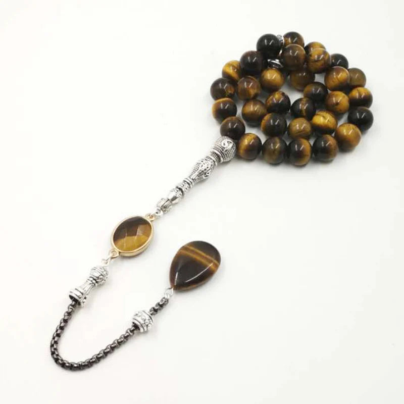 Tasbih Natural Tiger eye stone Muslim prayer beads islamic Eid Ramadan Guality Gifts rosary  beads