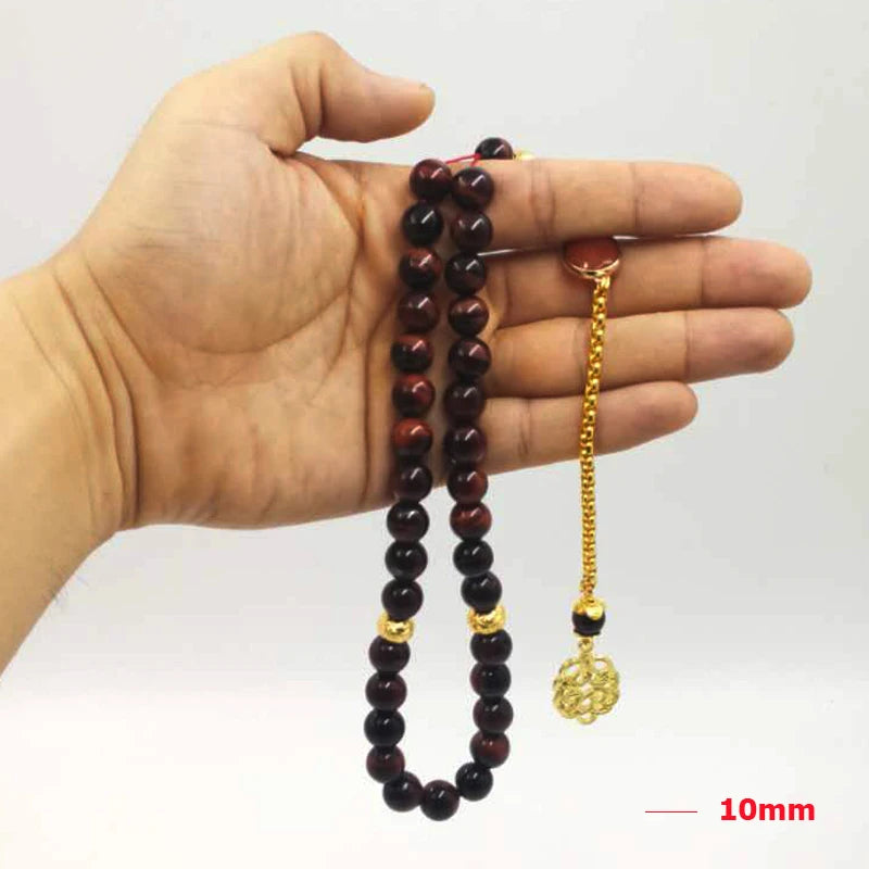 Natural Red Tiger Eye stone tasbih allah 33 45 66 99 prayer beads  islamic prayer