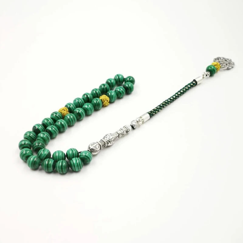 100% Natural Malachite Tasbih beads bracelets Green Malachite Grade rosary Muslim