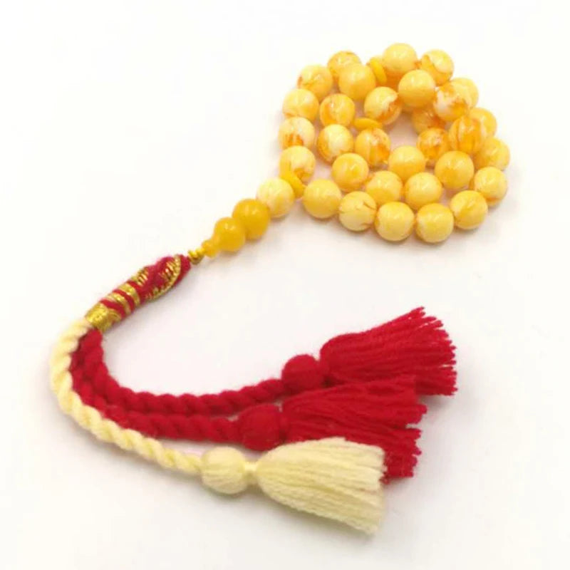 Tasbih yellow resin bracelet Royal handmade tassels Turkish design Misbaha Muslim eid ramadan gift