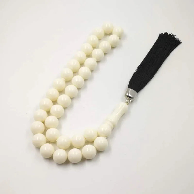 Resin Tasbih Imitation ivory color Misbaha  Beads white muslim rosary Mastkhan prayer beads Islamic bracelet Eid gift