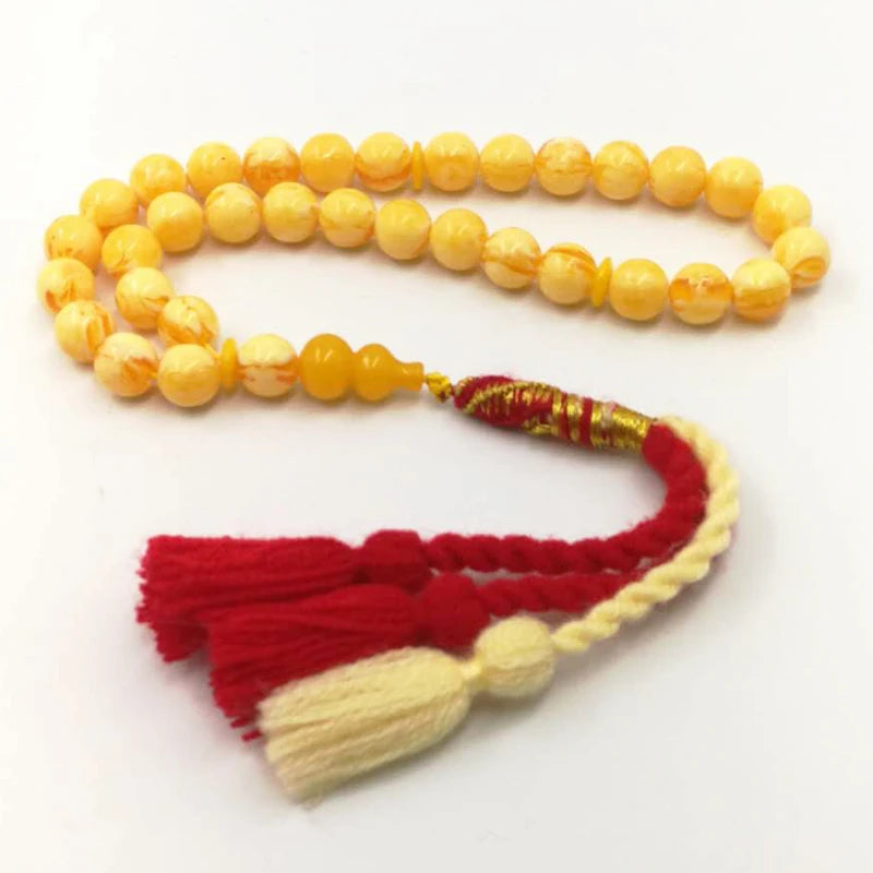 Tasbih yellow resin bracelet Royal handmade tassels Turkish design Misbaha Muslim eid ramadan gift