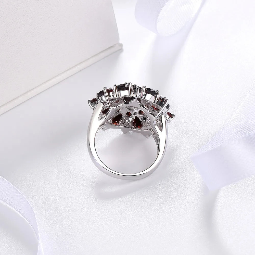 Silver Garnet Ring 925 Jewelry Gemstone 7.54ct Natural