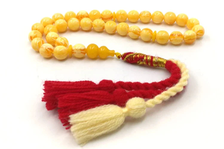 Tasbih yellow resin bracelet Royal handmade tassels Turkish design Misbaha Muslim eid ramadan gift