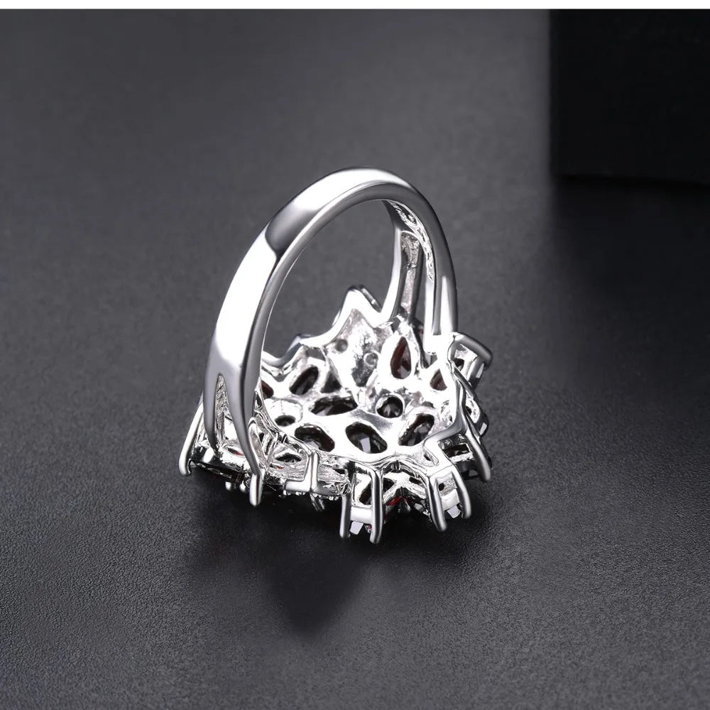 Hutang 5.26ct Cluster Garnet Women's Ring Solid 925 Sterling Silver Natural Red
