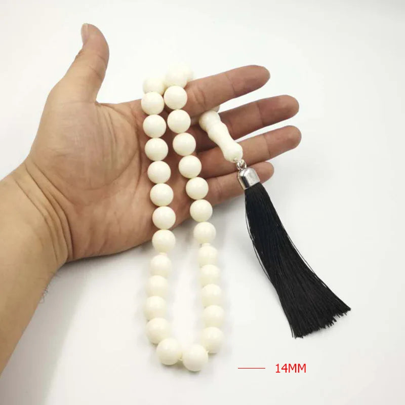 Resin Tasbih Imitation ivory color Misbaha  Beads white muslim rosary Mastkhan prayer beads Islamic bracelet Eid gift