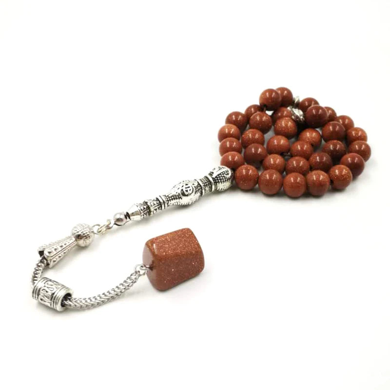 Natural Goldstone STONE Tasbih  prayer beads new style misbaha Golden sandstone tassels Muslim rosary March