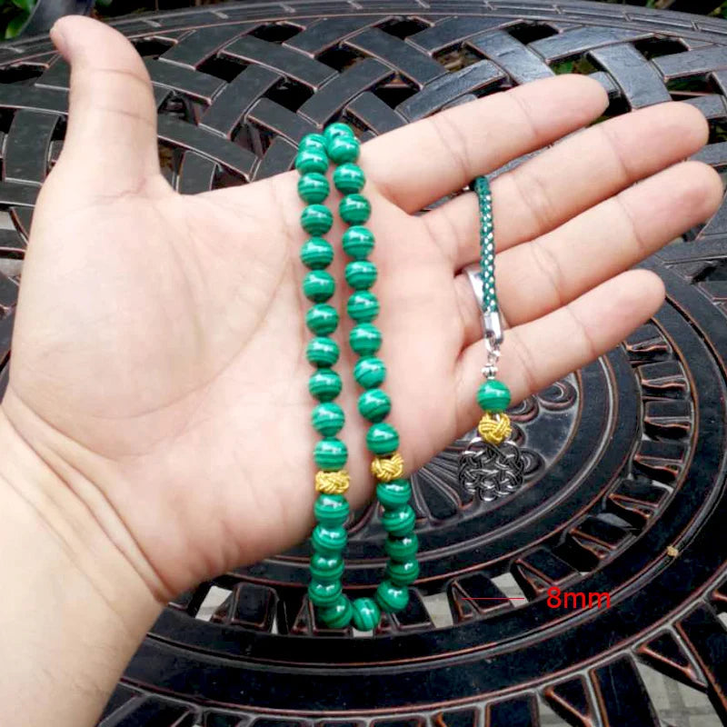 100% Natural Malachite Tasbih beads bracelets Green Malachite Grade rosary Muslim