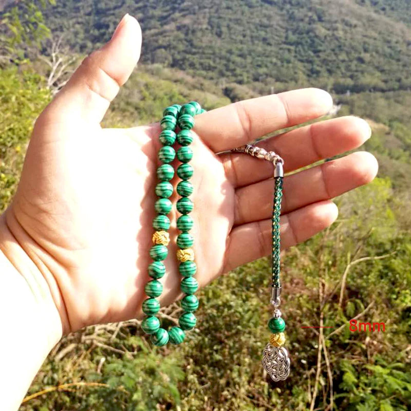 100% Natural Malachite Tasbih beads bracelets Green Malachite Grade rosary Muslim