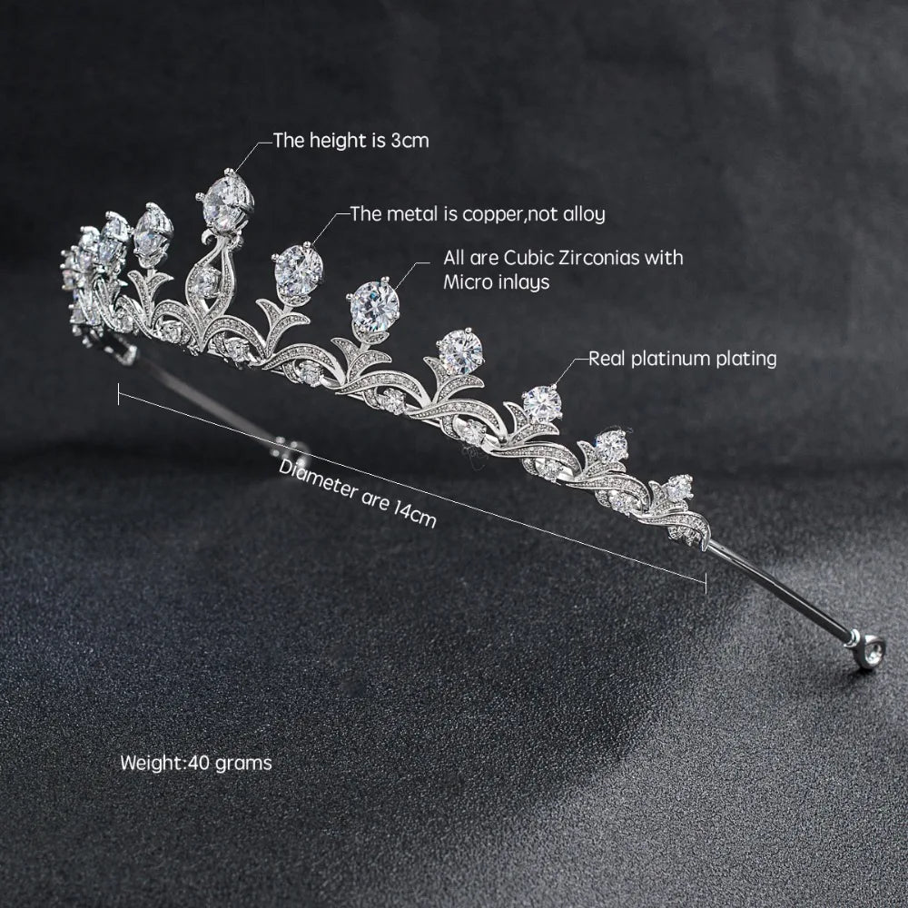 Luxury  Zirconia Crown Accessories Princess  Crystal Queens