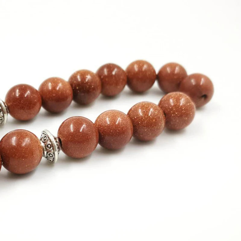 Natural Goldstone STONE Tasbih  prayer beads new style misbaha Golden sandstone tassels Muslim rosary March