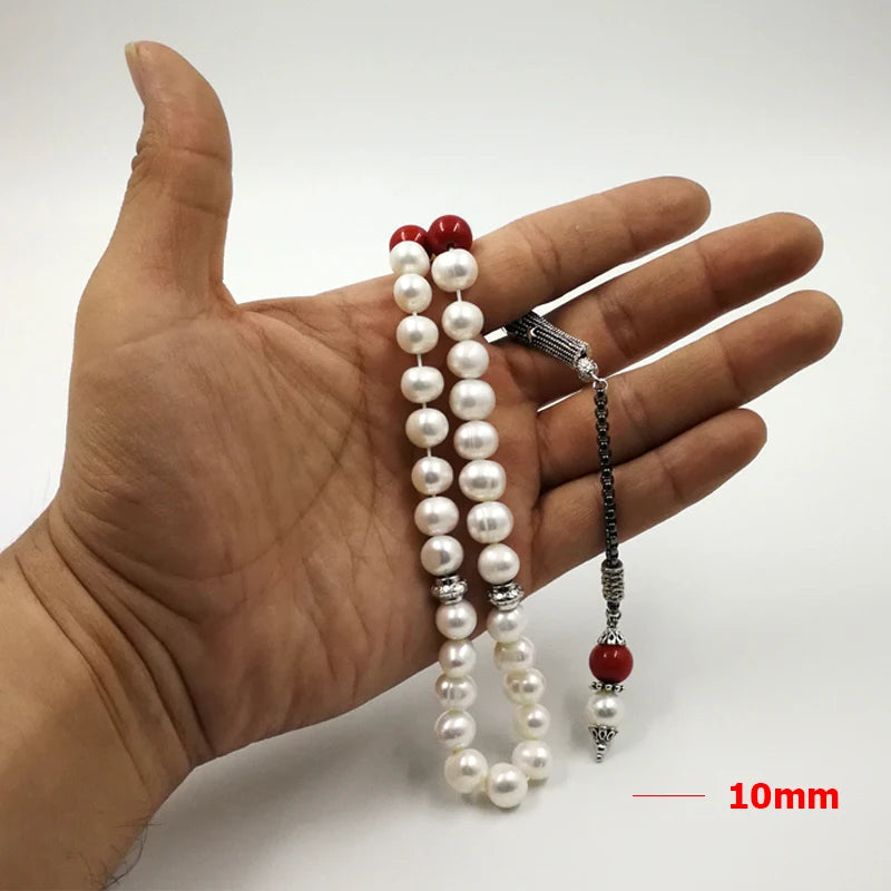 Pearls Rosary 33 Muslim Natural pearl Tasbih February 23 gift pearl bracelet Women Misbaha love gift Islamic jwelry for women