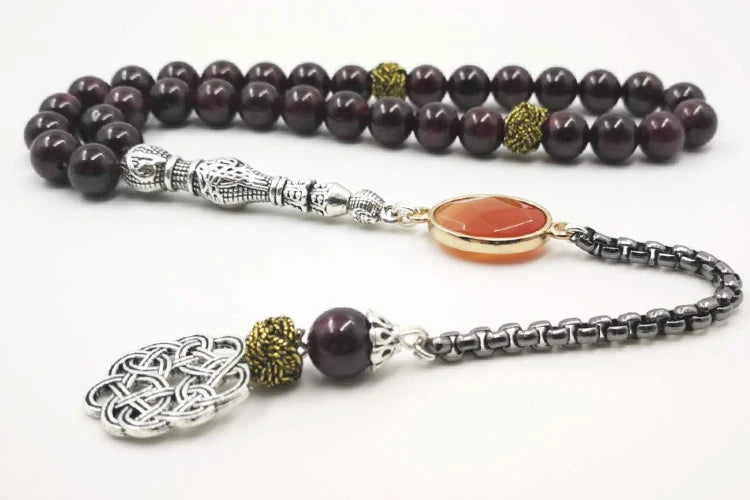 Natural garnet Tasbih with red agates stone bracelets accessories Tarbons tassel Islam misbaha New gift for everyone