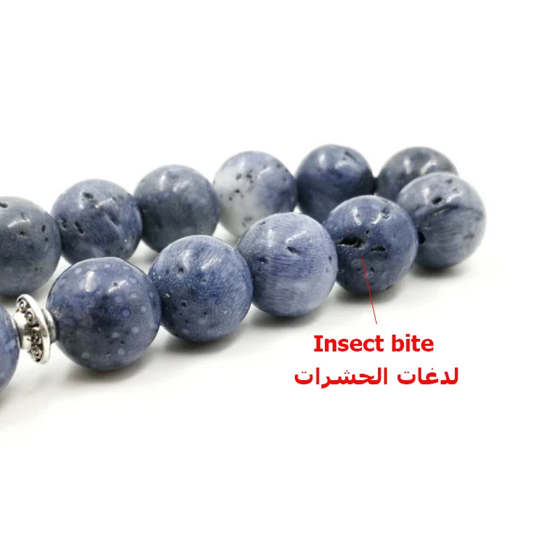 Natural Blue Coral Tasbih Muslim Rosary 33 Ramadan Eid gift Islam prayer beads Misbaha Man's Islamic Fashion Bracelets