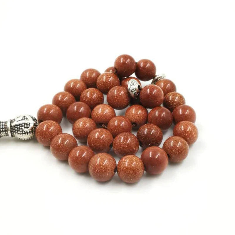 Natural Goldstone STONE Tasbih  prayer beads new style misbaha Golden sandstone tassels Muslim rosary March