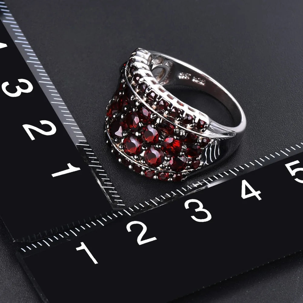 Silver Garnet Ring 925 Jewelry