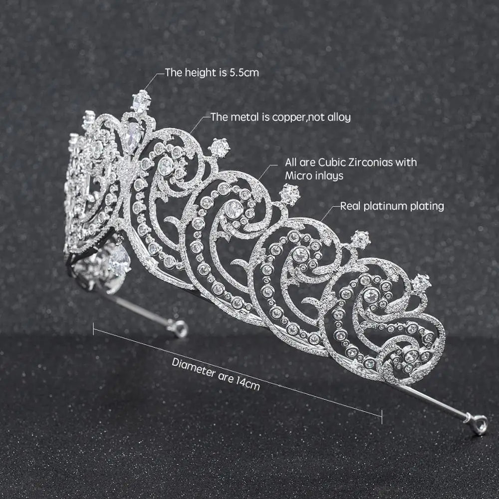 Luxury  Zirconia Crown Accessories Princess  Crystal Queens