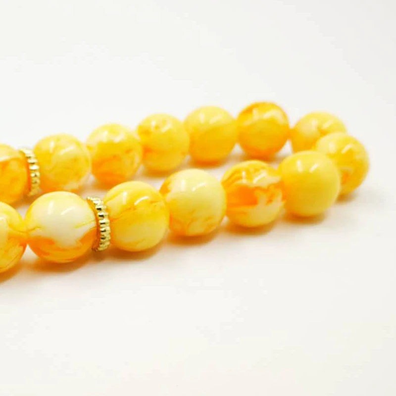 Muslim Rosary Yellow resin  beads Tasbih gift Ramadan Golden metal tassel Tarbons Misbaha Islamic Bracelets