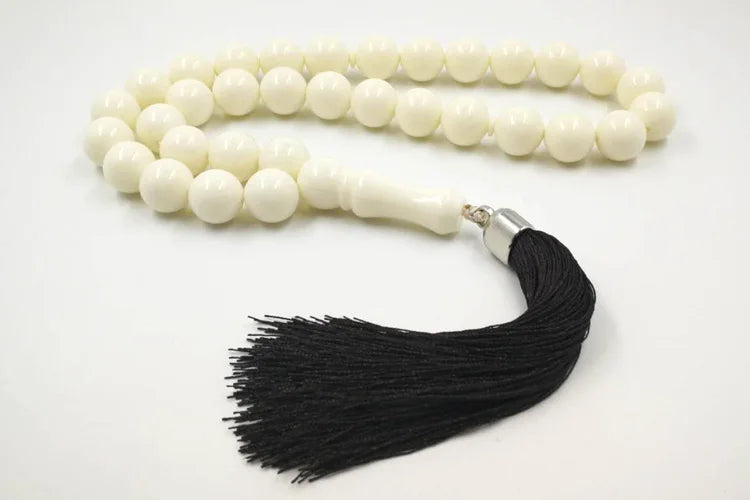 Resin Tasbih Imitation ivory color Misbaha  Beads white muslim rosary Mastkhan prayer beads Islamic bracelet Eid gift