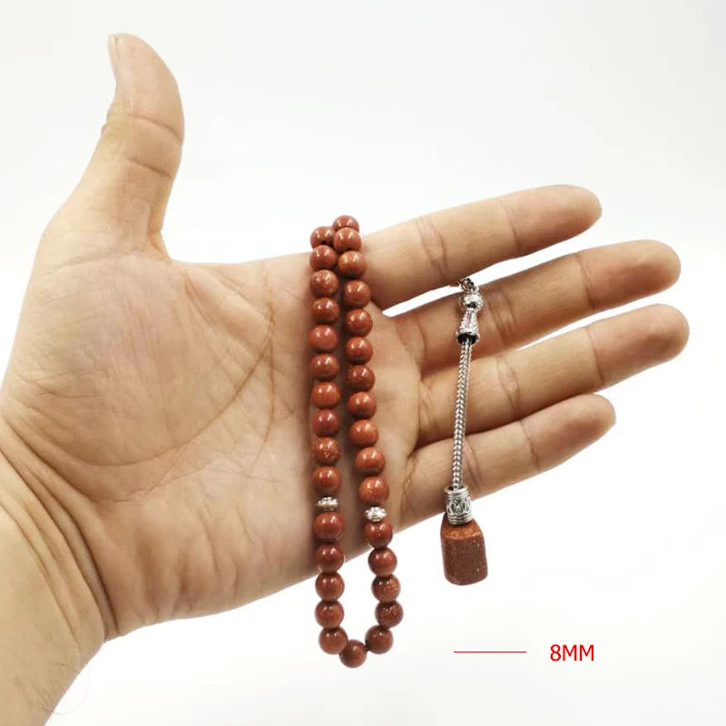 Natural Goldstone STONE Tasbih  prayer beads new style misbaha Golden sandstone tassels Muslim rosary March