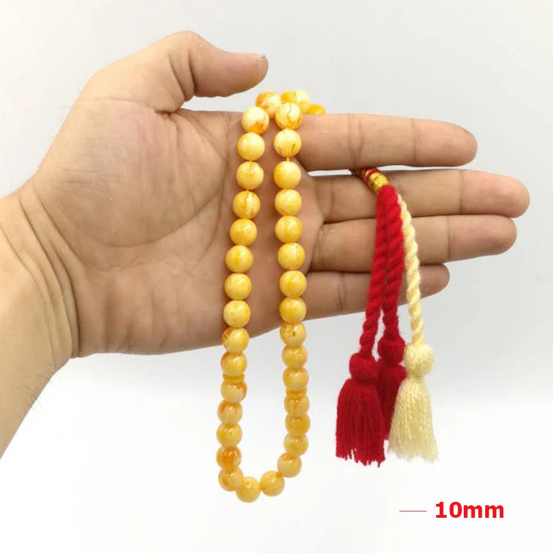 Tasbih yellow resin bracelet Royal handmade tassels Turkish design Misbaha Muslim eid ramadan gift